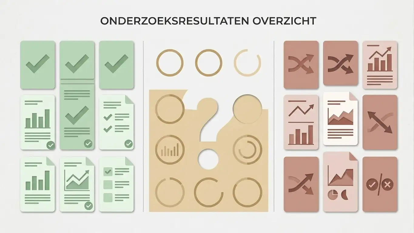 Abstracte drieluikillustratie voor geverifieerde feiten, Nederlandse status en conflicterende claims